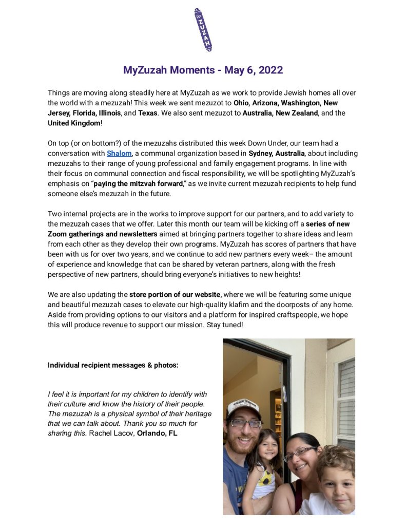 thumbnail of MyZuzah Moments – May 6, 2022